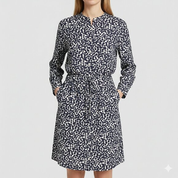 Banana Republic Long-Sleeve Dot-Print Shirt Dress Size M - Picture 16 of 16